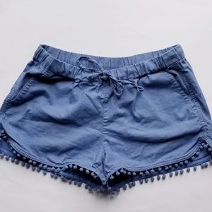 J by J. Crew Blue High Waisted Pom Pom Shorts